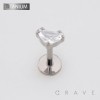 HEART-SHAPED CZ THREADLESS PUSH IN ASTM F136 IMPLANT GRADE TITANIUM LABRET SET